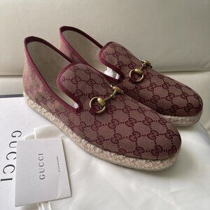 NIB $790 Gucci Men GG Monogram Sneakers Loafer Shoes Brown 9 US /8 UK Italy